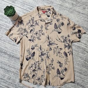 GUESS Light Salmon Floral Men Shirt NWOT